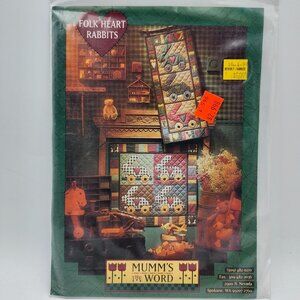 Mumms The Word Folk Heart Rabbits Quilt Banner Pattern 1994